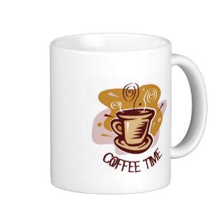 Funny steaming hot mug saying "Coffee Time"