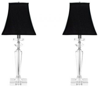 Safavieh Set of 2 Crystal Table Lamps w/Black Silk Shades —