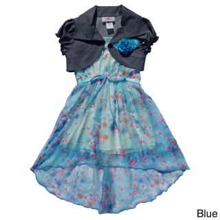 Citlalis Choice Toddler/ Girls Floral Chiffon Hi low Dress Set Blue Size 2T