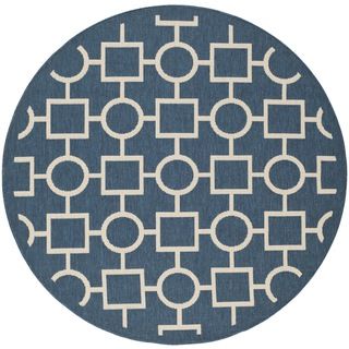 Safavieh Courtyard Navy/beige Indoo/outdoor Multi shape patterned Rug (67 Round)
