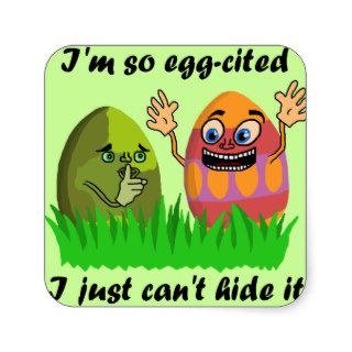 Funny Cute Easter Eggs Cartoon Square Sticker