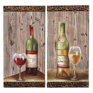 Napa Valley Artisan Wine Bottles Wood Wall Accent Decor (set Of 2)