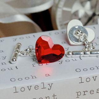 swarovski red crystal heart cufflinks by slice of pie designs