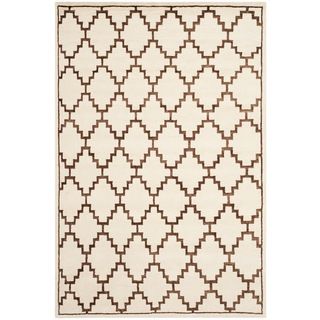 Safavieh Hand knotted Mosaic Ivory/ Brown Wool/ Viscose Rug (6 X 9)