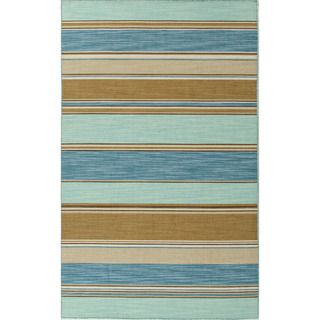 Handmade Flat Weave Bold Stripe Pattern Blue Rug (2 X 3)