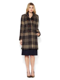 Long Plaid Double Breasted Coat by Les Copains