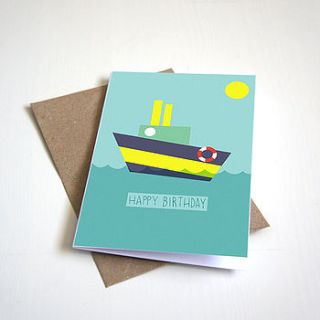 happy birthday card, little boat by alice rebecca potter
