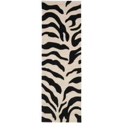 Handmade Soho Zebra Beige/ Black New Zealand Wool Rug (26 X 8)