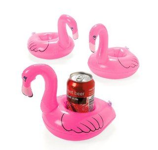 Inflatable pink flamingo coasters (1 dz) Toys & Games