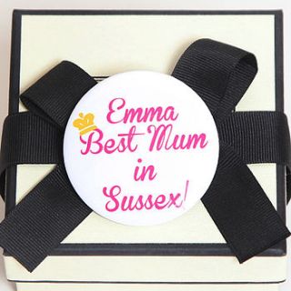 best mum key ring or badge by red berry apple