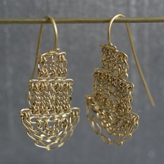 small gold pagoda earrings by kate wood jewellery