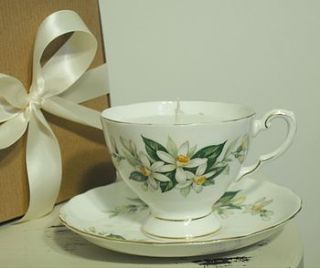 tuscan china bridal flowers teacup candle by teacup candles