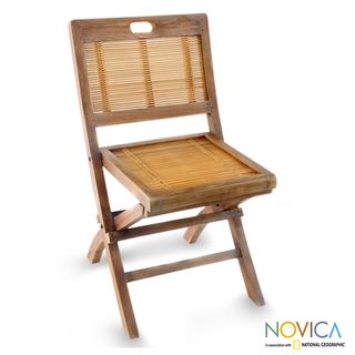 Teakwood and Bamboo 'Vintage Ambarawa' Folding Chair (Indonesia) Novica Chairs & Recliners