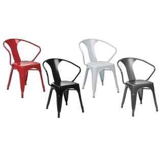 Vintage French industrial Modern Style Galvanized Sheet Metal Caf??   Bistro Arm Chair (4 Pack)