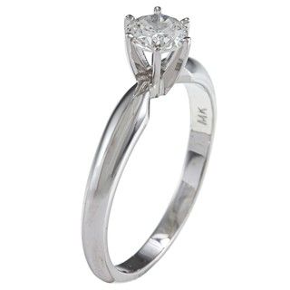 14k Gold Certified 1/2ct TDW Round Solitaire Diamond Ring (F G, SI2) Engagement Rings