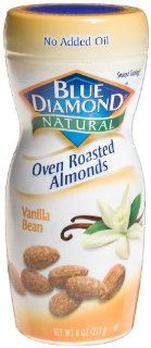 Blue Diamond Natural Oven Roasted Almonds Vanilla Bean, 8 Ounce Jars (Pack of 6)  Grocery & Gourmet Food