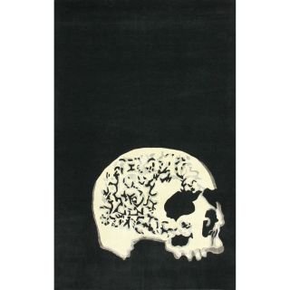 Nuloom Handmade Wool Modern Skeleton Skull Black Rug (5 X 8)