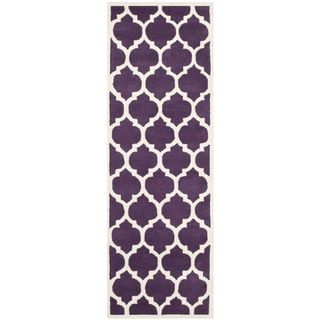 Handmade Contemporary Moroccan Geometric Purple Wool Rug (23 X 9)