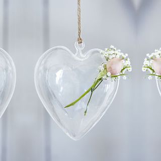 hanging heart glass vase by retreat home