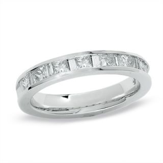 CTW. Princess Cut and Baguette Diamond Channel Band in 14K White