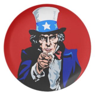 Uncle Sam Wants You Red White Blue Patriotic Plate
