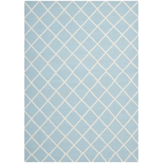 Safavieh Handwoven Moroccan Dhurrie Square pattern Light Blue/ Ivory Wool Rug (9 X 12)