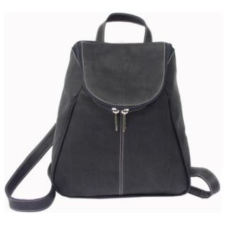 Womens Piel Leather UZip Flap Backpack 2466 Black Leather