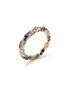 Saphhire & DIamond Twisted Band Ring by Blake Scott