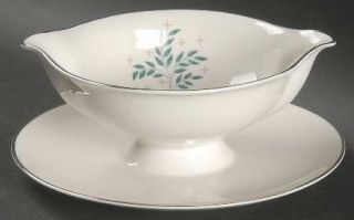 Syracuse Lyric Gravy Boat with Attached Underplate, Fine China Dinnerware   Gree