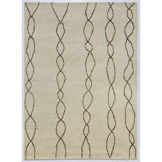 Hand knotted Ivory Southwestern/tribal Pattern Wool Rug (56 X 8)