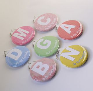 personalised alphabet letter keyrings by andrea fay's