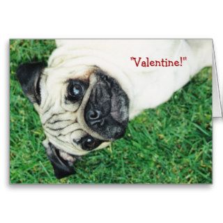 Upside Down Pug Valentine's Day Greeting Card