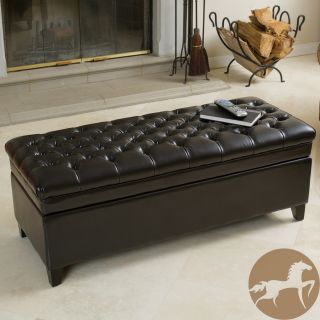 Christopher Knight Home Hastings Tufted Espresso Brown Leather Storage Ottoman