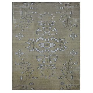 Hand knotted Beige/ Brown Oriental Pattern Wool Rug (5x8)