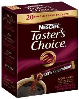 Nescaf Taster's Choice 100% Colombian Instant Coffee, 20 Single Serve Packets, (Pack of 8)  Grocery & Gourmet Food