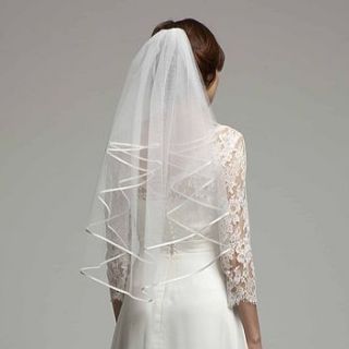 alicia satin edged short bridal veil by melanie potro bridal couture