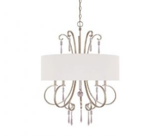 Capital Lighting 4464WG 563 CR Simone 5 Light Chandelier, Winter Gold Finish with Fabric Shade and Clear Crystal Accents   Tiffany Lamps  