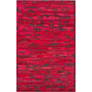 Nuloom Handmade Abstract Chevron Red Cowhide Leather Rug (5 X 8)