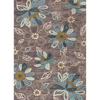 Hand tufted Transitional Floral Pattern Brown Rug (2 X 3)