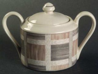 Interiors (PTS) Sandstone Sugar Bowl & Lid, Fine China Dinnerware   Tan Brushed