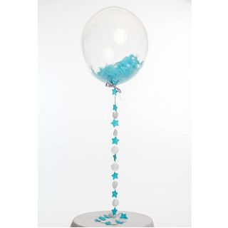 baby boy feather filled balloon by bubblegum balloons