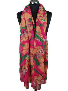 pink flower print scarf by henry hunt