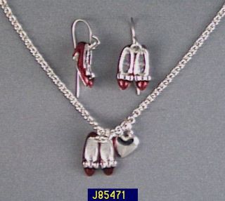 Wizard of Oz Ruby Red Shoes Necklace & Earring Set —