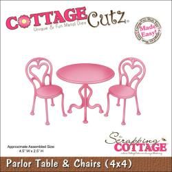 CottageCutz Die 4"X4" Parlor Table & Chairs Made Easy Cutting & Embossing Dies