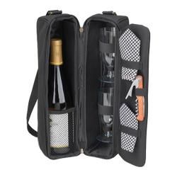 Picnic At Ascot Sunset Deluxe Wine Carrier For Two Black/gingham