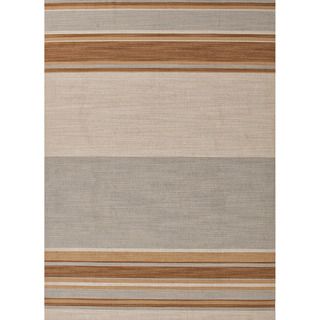 Handmade Flat Weave Stripe Pattern Grey/ Brown Rug (4 X 6)