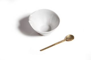 pinch sugar bowl and brass cast spoon by room 9