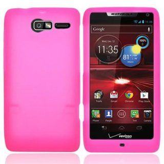 EMAXCITY Brand Soft Silicone HOT PINK Skin Cover Case with for MOTOROLA XT907 DROID RAZR M VERIZON [WCB567] Cell Phones & Accessories