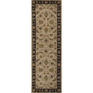 Hand tufted Traditional Oriental Pattern Brown Rug (3 X 12)