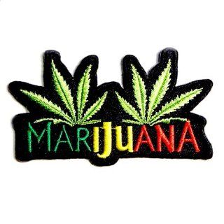 Marijuana Leaf Weed Reggae Pot 2"X3.5" Appliques Hat Cap Polo Backpack Clothing Jacket Shirt DIY Embroidered Iron On / Sew On Patch #3